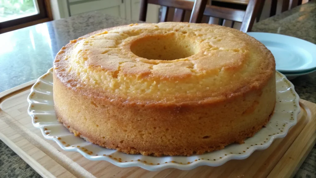 Lemon pound cake cooling on wire rack